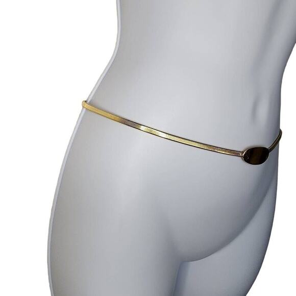 Vintage Women Accessories, Sarah Coventry Gold Metal Snake Chain Stretch Belt - Picture 4 of 6